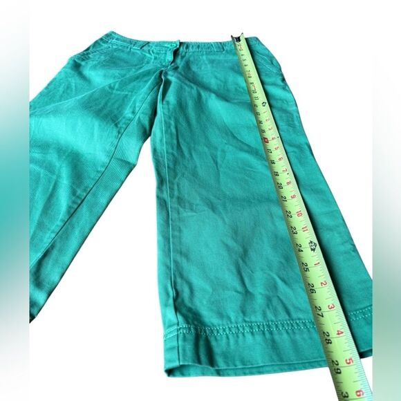 LL Bean Straight Leg Cropped Pants Green Cotton Womens Size 4 Petite - Picture 8 of 8